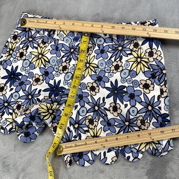 Jade Melody Tam Women’s Size 2 Blue Blossom Floral Scallop Hem Shorts - Picture 2 of 4